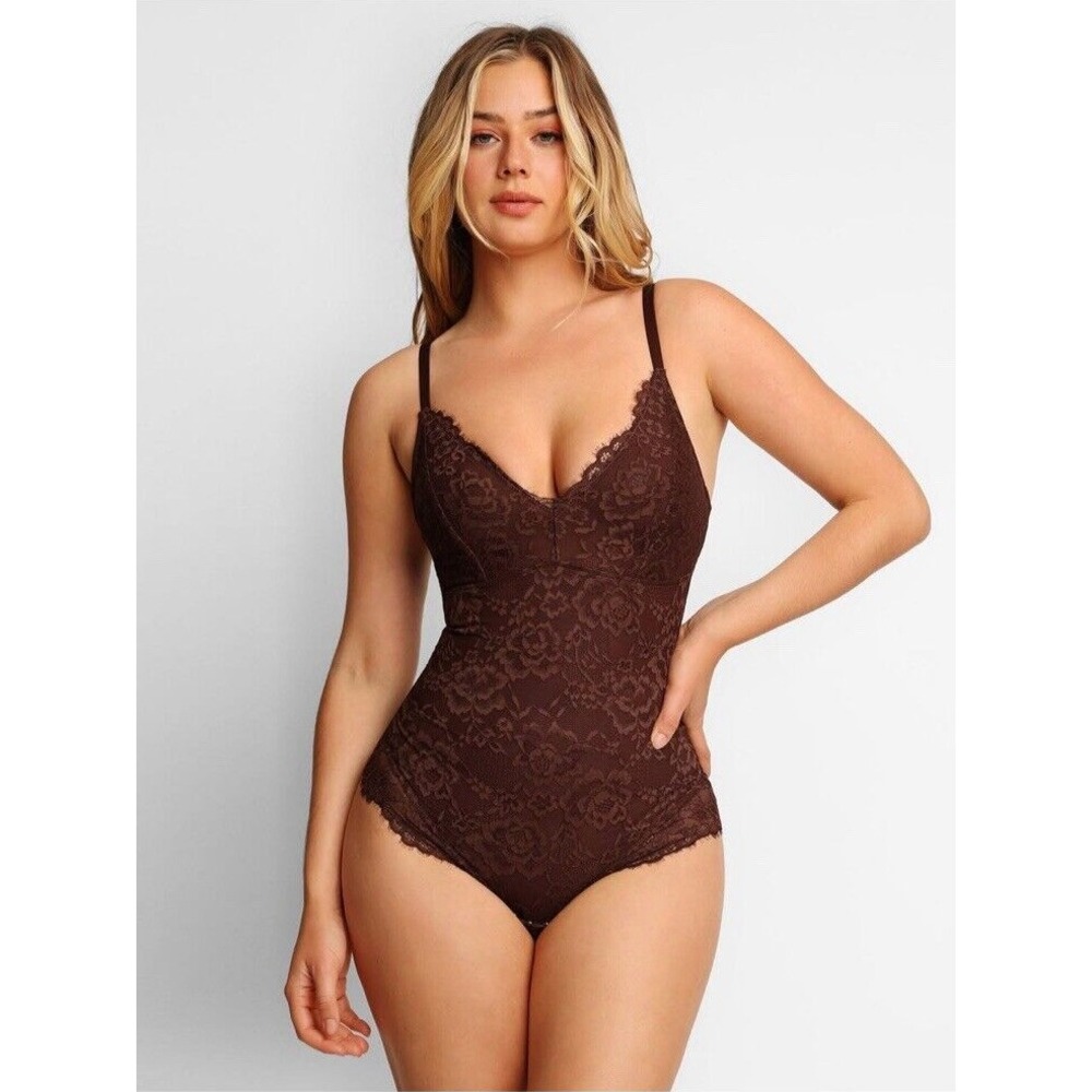 Popilush Brown Lace Firm‎ Control  Smoothing Thong Shapewear 3XL